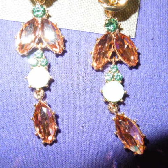 NWT Miriam Haskell Pearl & Gem Leverback Earrings - Picture 7 of 8